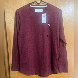 NWT Abercrombie & Fitch Soft A&F Maroon Long Sleeve Tee Shirt Mens small